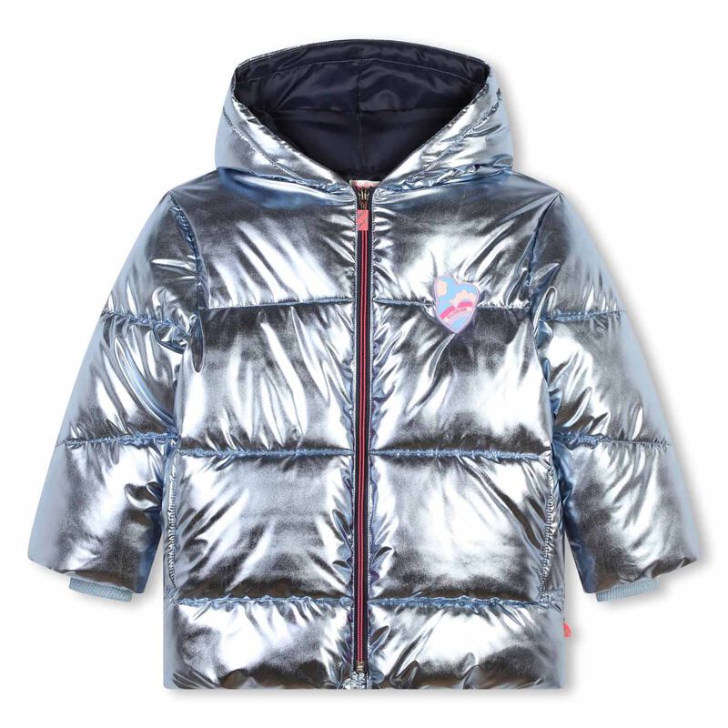 Billieblush Zip-Up Metallic Hooded Puffer Jacket3Y - 10Y image number 0